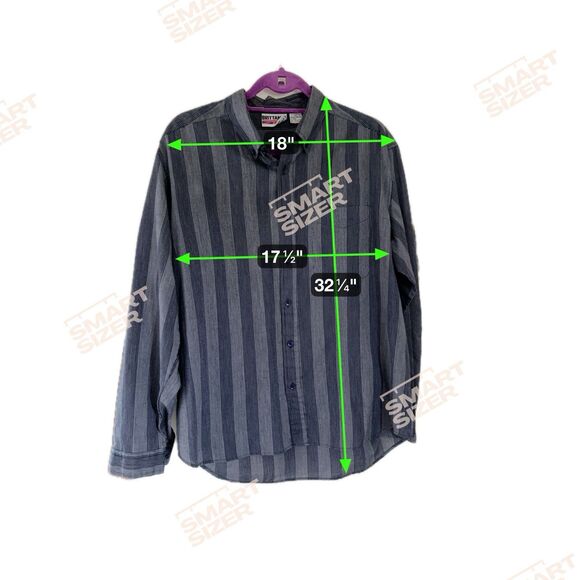Brittania XL Blue Gray Striped Button Down Shirt 90s Retro Casual Street Style - Picture 15 of 16
